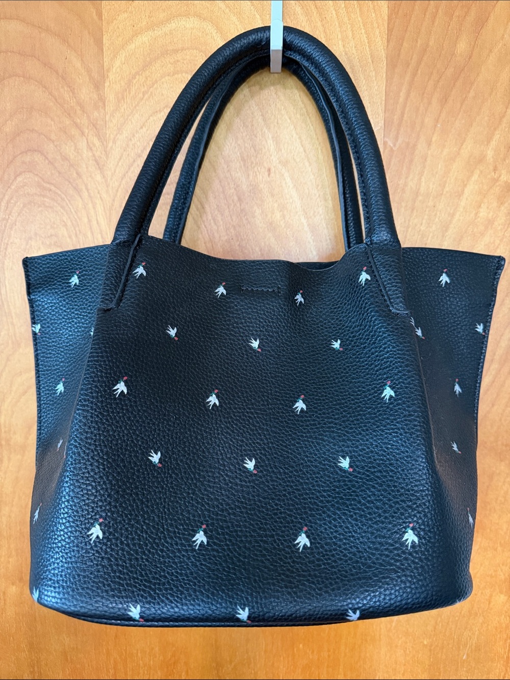 Zara Black Tote Bag with Micro Dove Design